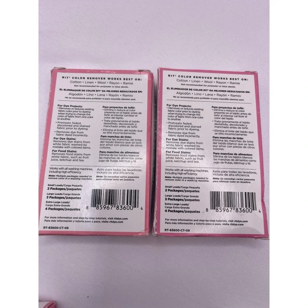 Lot of 2 RIT Color Remover, Laundry Treatment. 2oz, (4oz.‎ T), USA, New-in-Box!